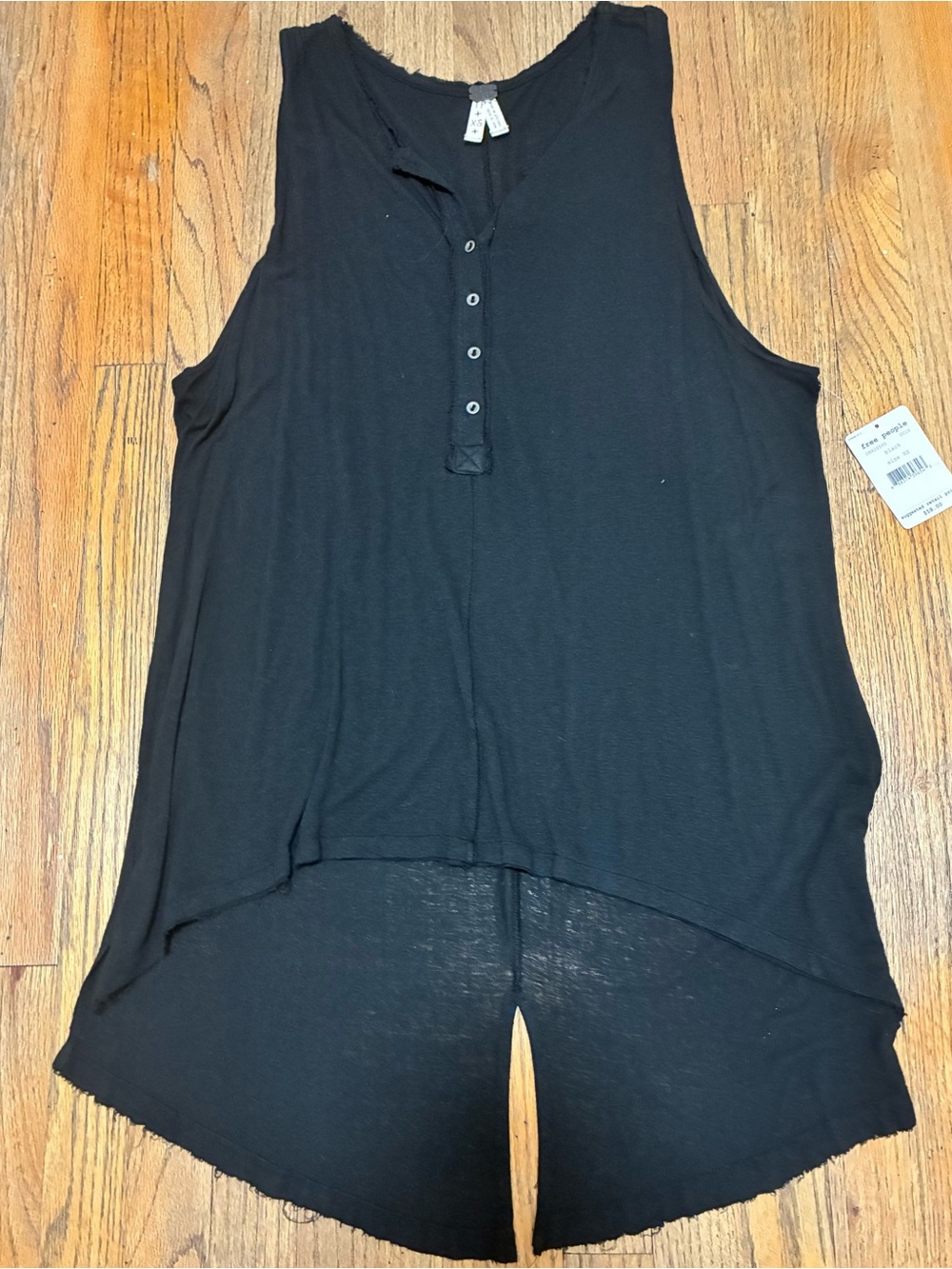 We The Free Black Sleeveless Henley High-Low Tunic